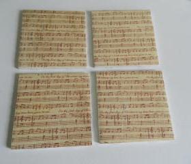 Christmas Sheet Music Holiday Print Tile Coasters