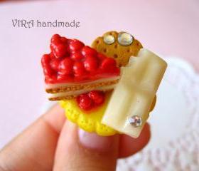 Kawaii lolita cherry cake with white chocolate and cookie ring