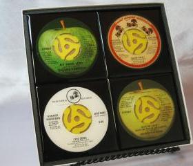 George Harrison Beautiful 4 pc. Set of Collectible 45 rpm Record Drink Coasters