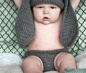 Bunny Hat and Diaper Cover Crochet Pattern