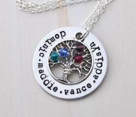 Family tree Necklace Personalized birth stone necklace mother necklace Family name necklace