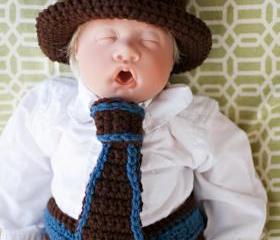 Top Hat, Tie, and Button Strap Diaper Cover Crochet Pattern