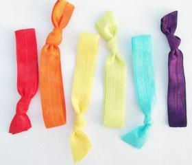 6 Hair Ties, Basic Rainbow by Lucky Girl