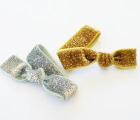2 Glitter Hair Ties, Silver and Gold by Lucky Girl