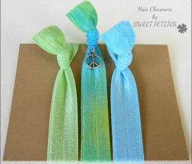 Hair Charmers - Peace - Set of 3 - Elastic Hair Ties - Tie Dye - Sweet Petites