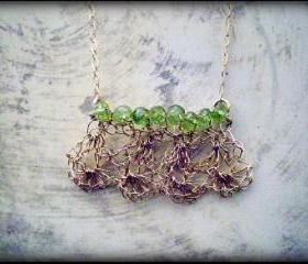  SALE 30% OFF - Crochet gold and peridot necklace - Georgia