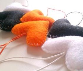 Halloween/party Hearts Decorations - black, orange, white - Set of 6 - Ornaments/favors/decor/gifts