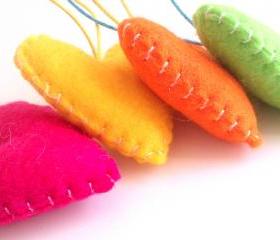 Wedding/party Hearts Decorations - pink, yellow, orange, green, summer, spring - Set of 4 - Ornaments/favors/decor/gifts