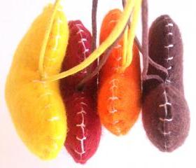 Wedding/party Hearts Decorations - terracota, yellow, orange, brown, autumn shades, fall - Set of 4 - Ornaments/favors/decor/gifts