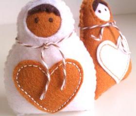  Babushka Christmas Decoration - Set of 2 white, ginger - Ornaments/favors/decor/christmas tree