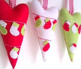 Hearts Christmas Decoration - Set of 3 - Ornaments/favors/decor