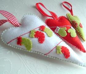 Hearts Christmas Decoration - Set of 3 - Ornaments/favors/decor/christmas tree