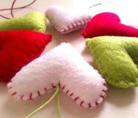 Hearts Christmas Decoration - Set of 6 - Ornaments/favors/decor/christmas tree