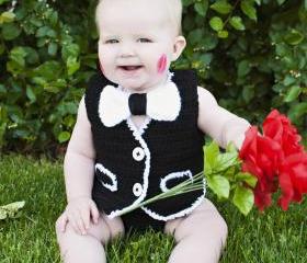Vest, Bowtie, AND Diaper Cover Crochet Pattern