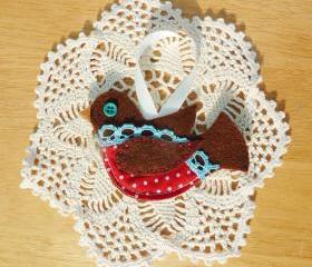 Hanging christmas robin tree decoration.