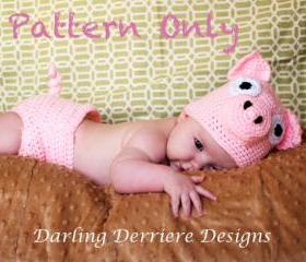 Pig Hat and Diaper Cover Crochet Pattern