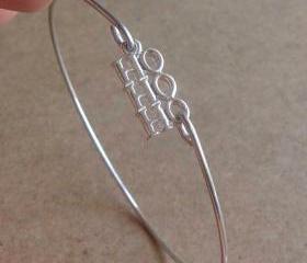 Santa 'hohoho' Bangle Bracelet, Simple Everyday Jewelry, Elegant gift, Bridesmaid Gift, Bridal Wedding Jewelry