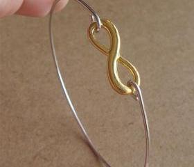 Golden Infinity Bangle Bracelet, Simple Everyday Jewelry, Elegant gift, Bridesmaid Gift, Bridal Wedding Jewelry