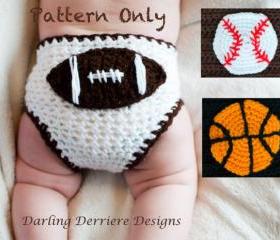 Sports Diaper Cover with Baseball, Basketball, and Football Crochet Pattern
