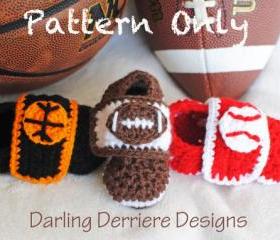 Sports Booties Crochet Pattern for Football, Baseball, and Basketball