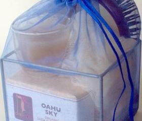 Blue Organza Spa Cube Gift Set with Shea Butter Natural soap for Him or for Her