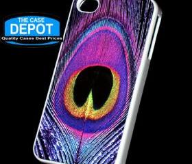 iPhone 4 Neon Purple Large Peacock Feather Iphone 4 Hard Case, Iphone 4s Case