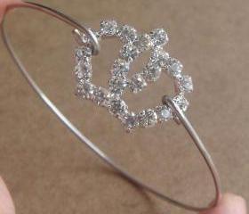 Rhinestone Crown Bangle Bracelet, Simple Everyday Jewelry, Elegant gift, Bridesmaid Gift, Bridal Wedding Jewelry