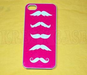 Iphone 5 Case, New iPhone 5 case - Mustache Row pink color Iphone 5 Cover, iPhone 5 Cases, Case for iPhone 5
