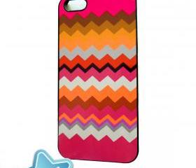 iPhone 5 Accessory Case Pumpkin and Mulberry Chevron Original Artwork