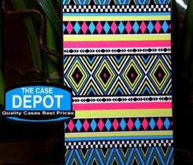 iPhone 5 Multi Color Pastel Print Diamond Pattern Tribal Print Hard Case
