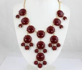 new 20mm Garnet Red Bubble jewelry set,Bubble Necklace,Bubble Earrings,Bib Jewelry Set,Statement Necklace