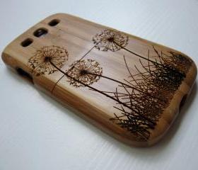 Samsung Galaxy S3 case - wooden cases walnut / cherry or bamboo - Dandelion