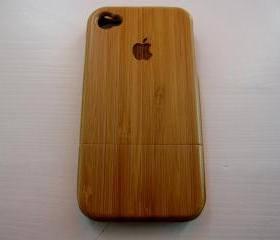 Iphone 4 case - wooden cases bamboo, cherry and walnut wood - Apple logo