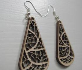 wooden laser cut earrings - organic leave nerves