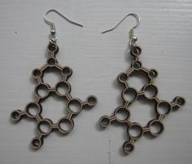 wooden laser cut earrings - Molecules