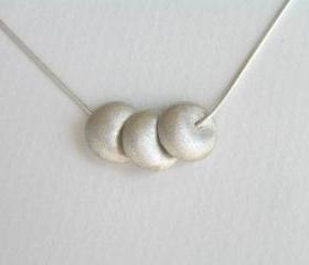 Sterling Silver Necklace, Puffy Beads Pendant