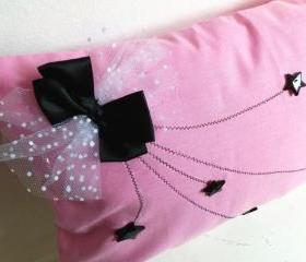  Pink decorative cover for pillows 'stars' - 20 x 12 inch