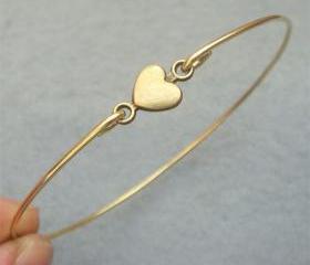 Brass Heart Bangle Bracelet Style 4