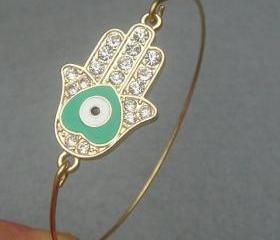 Hamsa Hand Bangle Bracelet Style 10