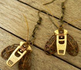 Steampunk Earrings - Zipper Earrings