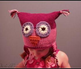 Crochet Owl Hat with Earflaps