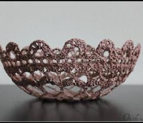 Lace Bowl Crochet Basket Crochet Doily Light Brown Taupe