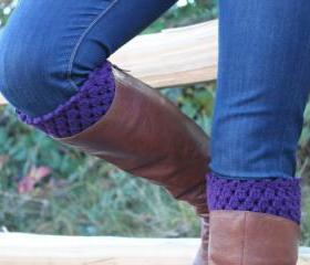 Crochet Boot Cuffs Leg Warmers Boot Socks Plum Purple