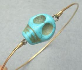 Turquoise Skull Bangle Bracelet Style2