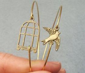 Bird and Cage Bangle 2 Bracelet Set