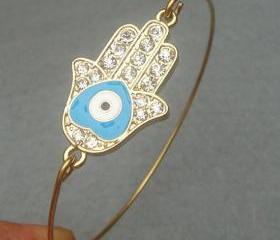 Hamsa Hand Bangle Bracelet Style 9