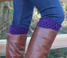 Crochet Boot Cuffs Leg Warmers Boot Socks Plum Purple
