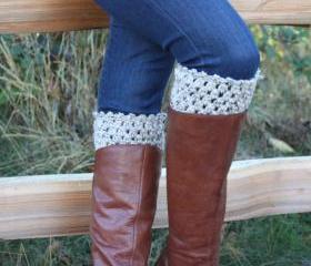Crochet Boot Cuffs Leg Warmers Boot Socks Oatmeal