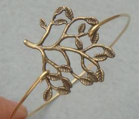 Brass Tree Bangle Bracelet