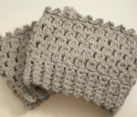 Crochet boot cuffs leg warmers boot socks gray and silver